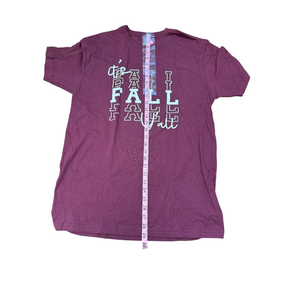 Its Fall Yall T-Shirt Burgundy Large Next Level 100% Cotton Soft Short Sleeve Ca